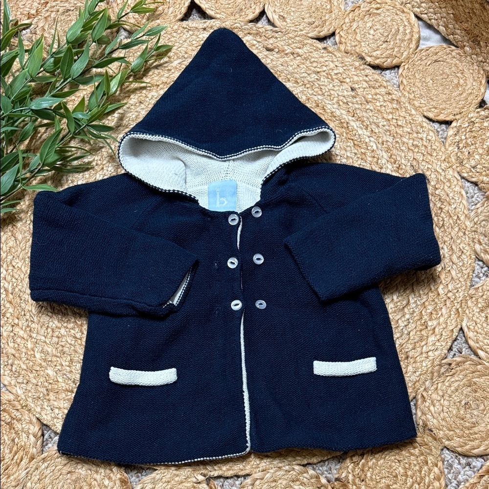Bellabliss Cotton buttoned Front Sweater Coat Navy Blue. 2T